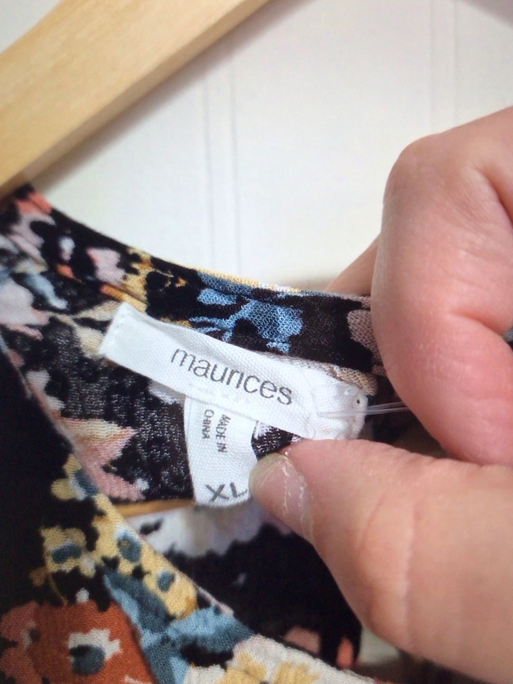 Maurices Black Floral Ruffle-Sleeve Blouse with Pink and Cream Flowers - Picture 8 of 8